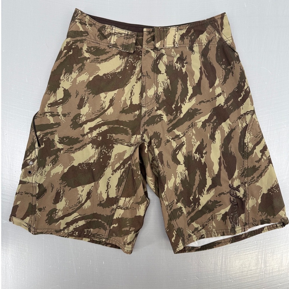 Reef Mens Tiger Stripe‎ Camo Board Shorts Brown Tan Size 32 RN106333